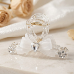 Luxury Crystal Heart & Bow Hair Claw Clip