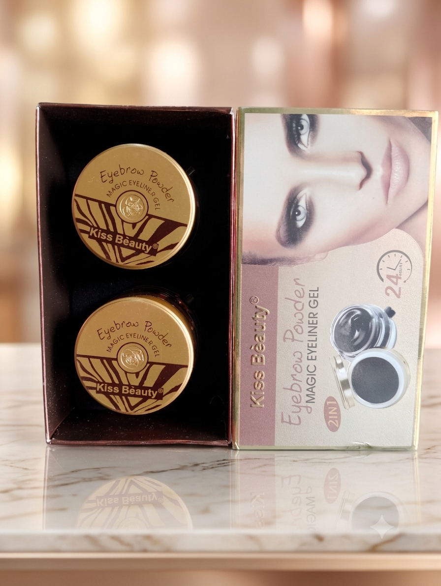 1784536716043 Kiss Beauty 2in1 Eyebrow Powder & Magic Eyeliner Gel Set - Image 1